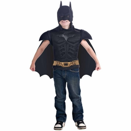 Batman Muscle Shirt, Headpiece and Cape Child Halloween Costume