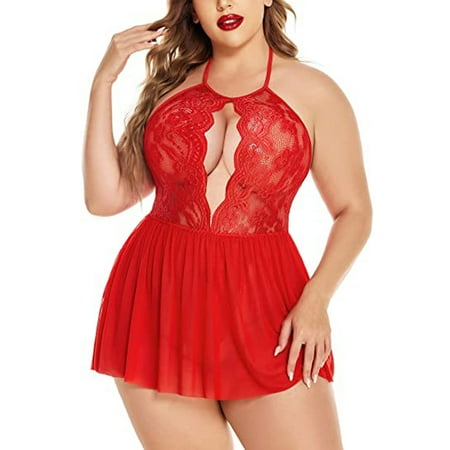 

Tagold Womens lingerie Sexy Women Lingerie Lace Mesh Halter Bandage Chemise Nightgown Temptation Babydoll Underwear Nightdress Sleepwear