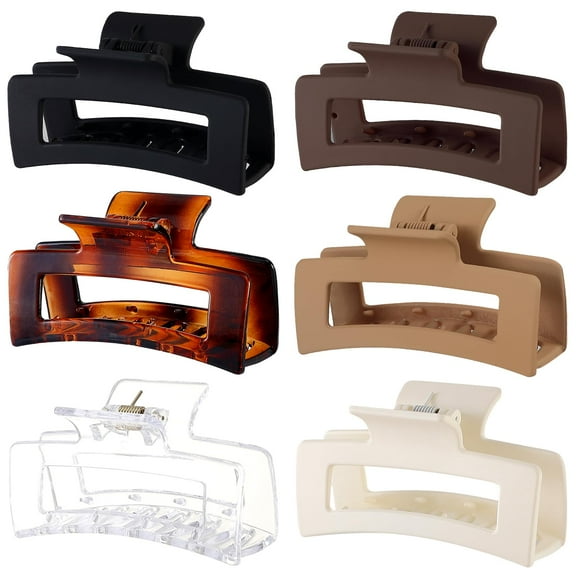Hair Clip, 3.5 Inch Medium Hair Claw Clips 6 Pack for Women - Brown Hair Accessories