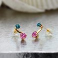 thumbnail image 3 of Gem Stone King 14K Yellow Gold Stud Earrings Round Pink Moissanite Topaz (0.72 Cttw), 3 of 4