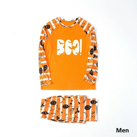 

Gyratedream Halloween Family Pajama Set Striped Pumpkin Print Long Sleeve Parent-Child Sleepwear