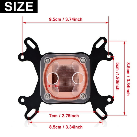 Water Cooling Block For Computer PC CPU Water Cooling Block Waterblock Liquid Cooler 50mm Copper Base For