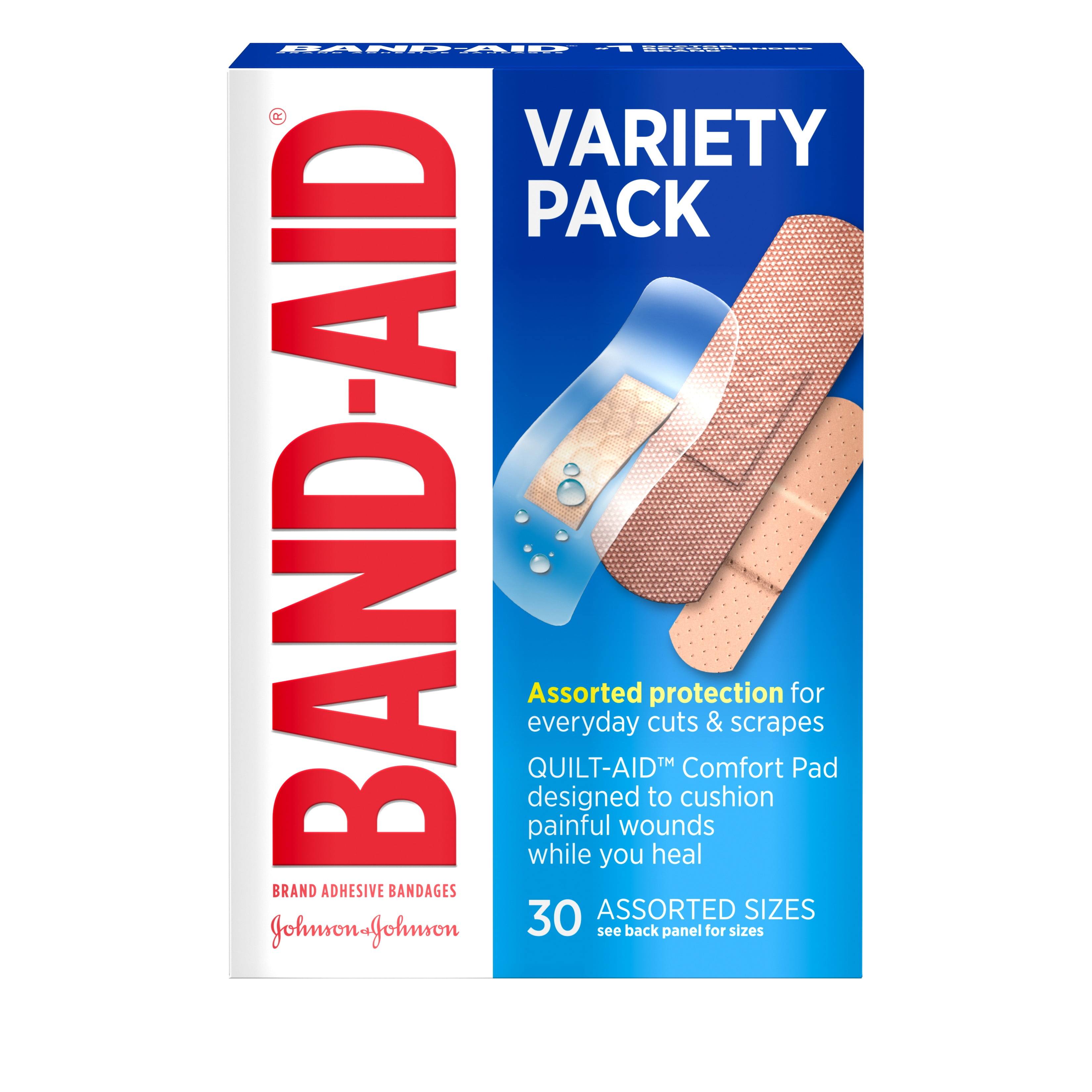 Band-Aid Brand Adhesive Bandage Family Variety Pack, Assorted Sizes, 30 ct (Pack of 4)