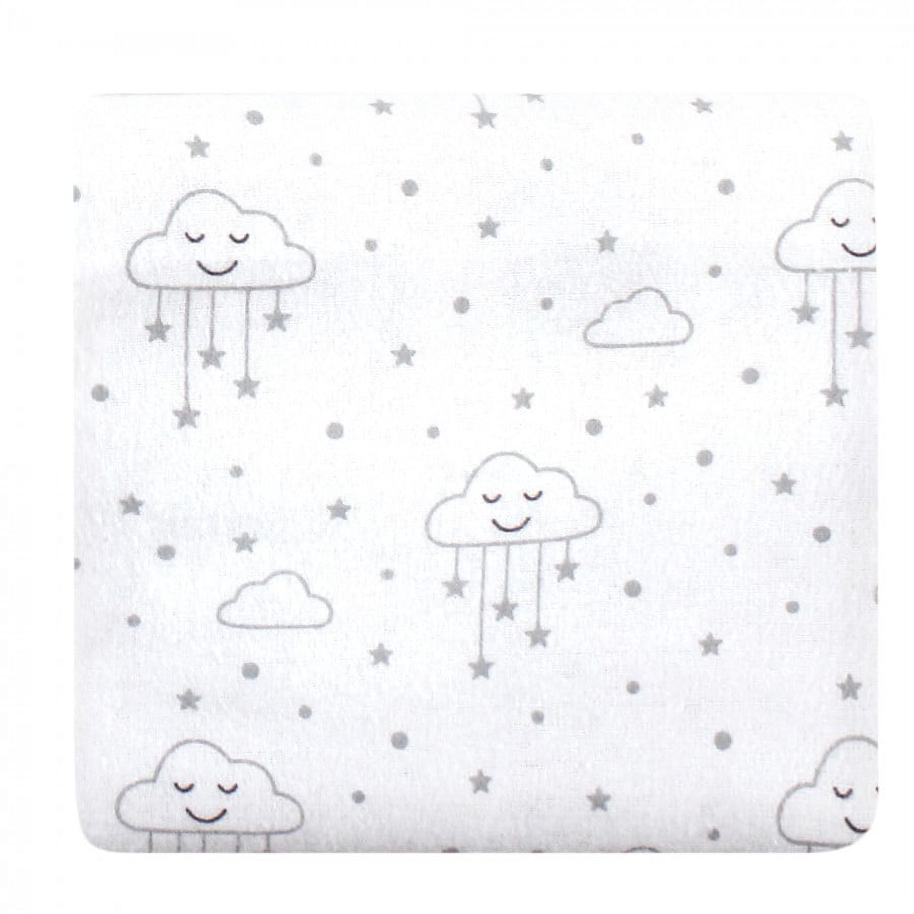 Hudson Baby Infant Cotton Flannel Receiving Blankets Bundle, Gray Clouds, One Size