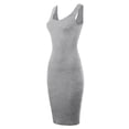 thumbnail image 2 of A2Y Women's Ribbed Knit Sleeveless Scoop Neck Midi Bodycon Dress Heather Grey S, 2 of 4