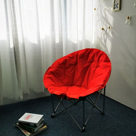 Yescom Portable Saucer Camping Chair Padded Foldable Outdoor Fishing Seat Lazy Moon Chair Red Black Blue Optional
