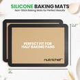 thumbnail image 2 of Nutrichef Silicone Baking Mats - 2 Non-stick Food-Grade Reusable Silicone Mats - Perfect for Half Baking Pans 16.5 x 11.6 IN - Oven-Safe Up to 480 Degrees F - Safe for Ovens & Dishwashers - Black, 2 of 7