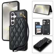 Wallet Cover for Samsung Galaxy A16 5G/4G with Detachable Wrist Strap, Credit Card Slots Holder Magnetic Snap Back PU Leather Kickstand Phone Case for Samsung Galaxy A16 Girls Women, Black