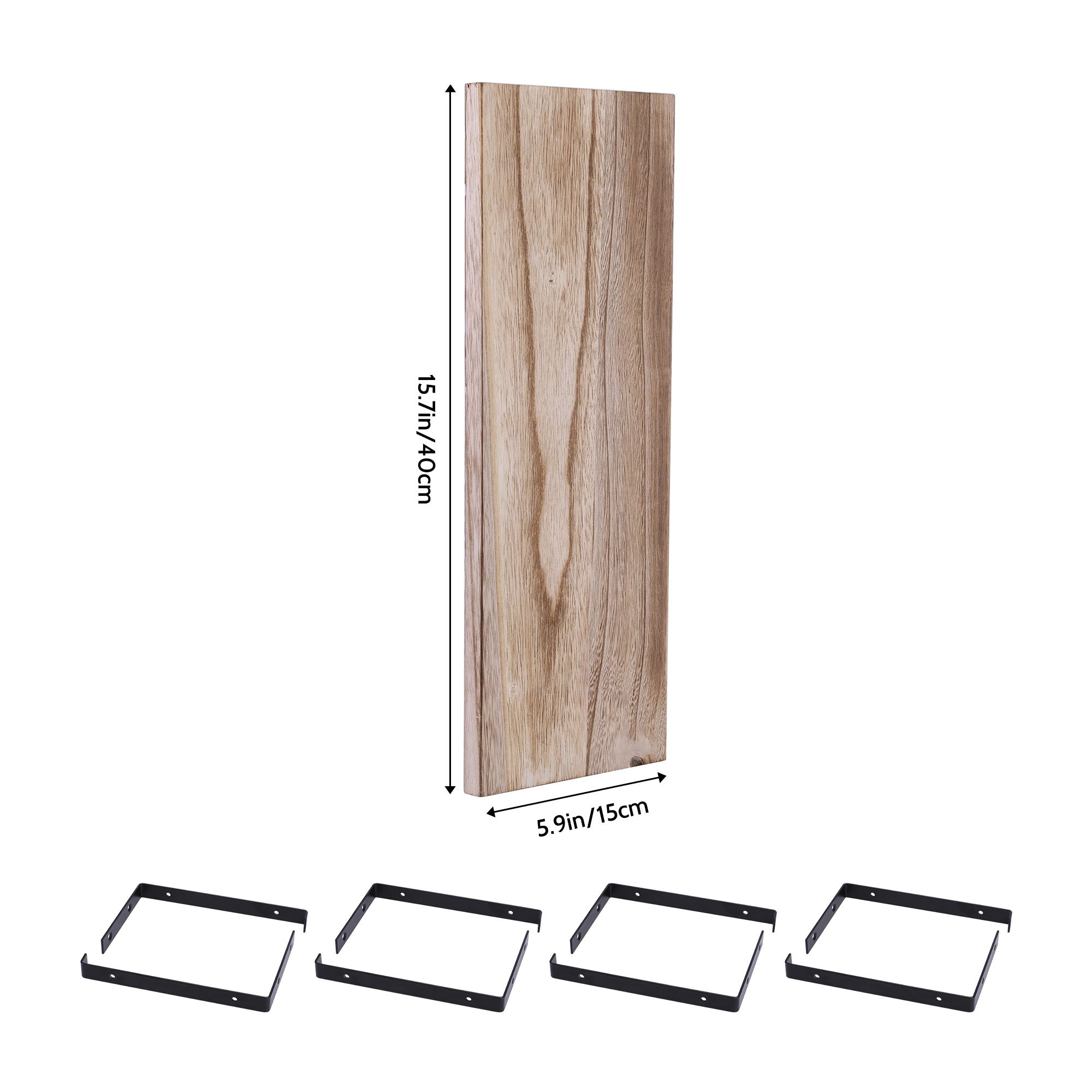 Unique Bargains Acrylic Floating Shelves for Wall Bathroom Kitchen Light Brown 15.7"x5.9"