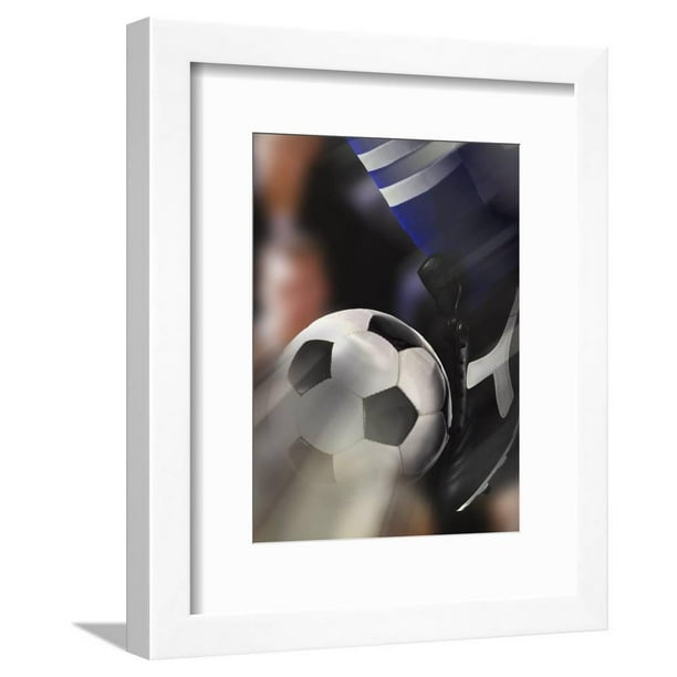 Close Up Of A Soccer Player Kicking A Soccer Ball Framed Art Print Wall Art Walmart Com Walmart Com