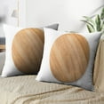 thumbnail image 4 of LALILO Throw Pillow Covers Wooden Board White Board Round Wooden Bamboo Cushion Cover 18" x 18", 2 Pack, 4 of 6