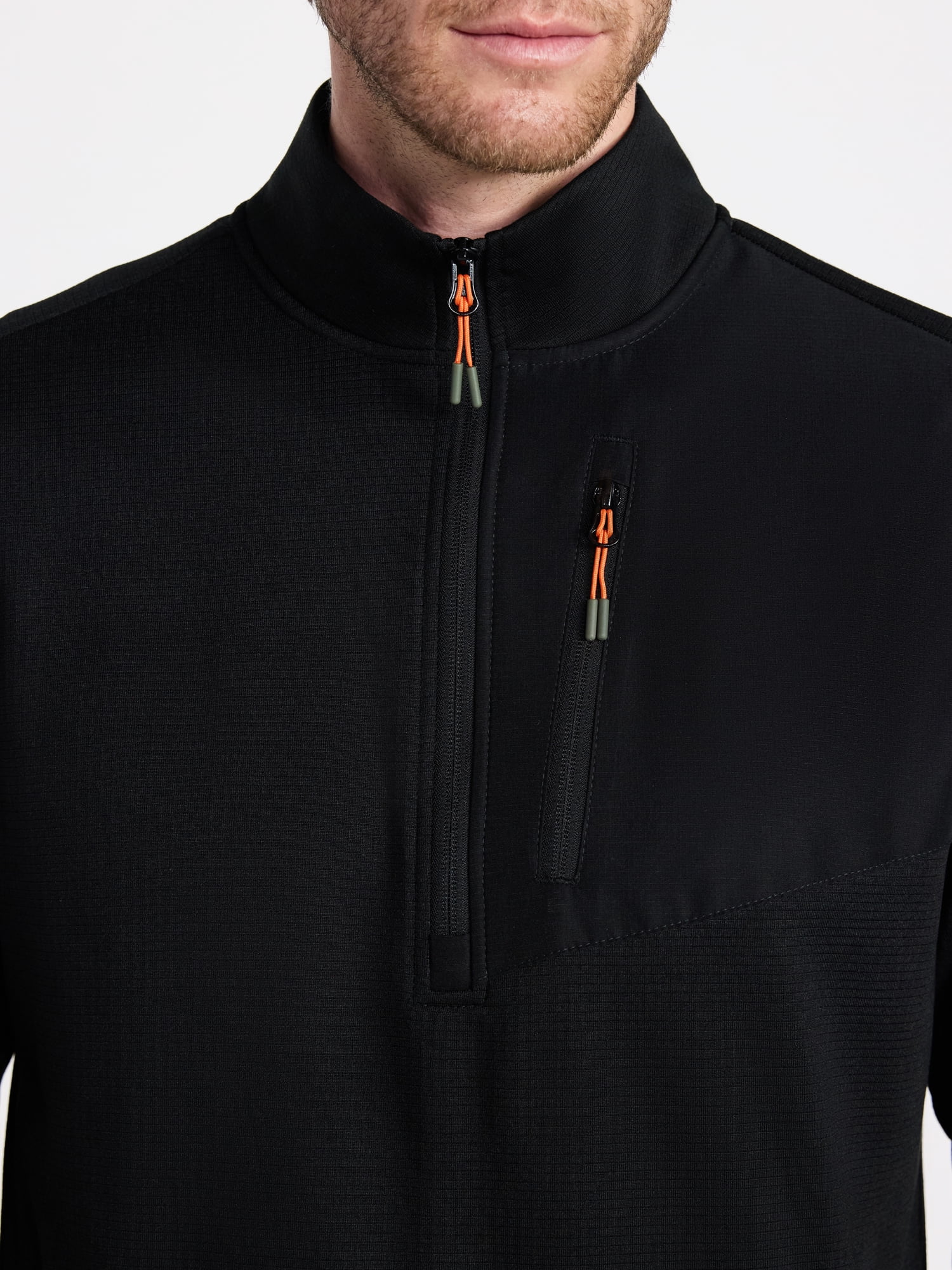 Ozark Trail Men's and Big Men's Quarter Zip Grid Fleece Jacket, Sizes S-3XL