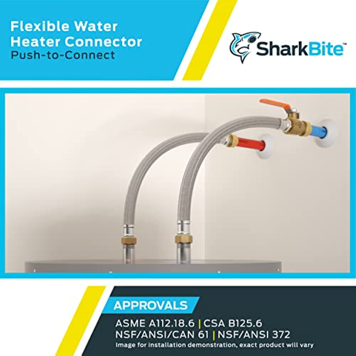 Shark Bite U3068FLEX18BVLF 1/2" X 3/4" X 18" Stainless Steel Braided Flexible Water Heater Connector With Ball Valve