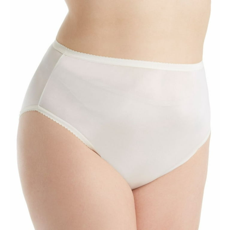 Women's Shadowline 17842P Plus Size Nylon Hi-Leg Brief Panty (Ivory 8) 
