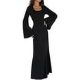 thumbnail image 2 of Vestido de Punto Acanalado para Mujer, Acampanada, Ajustado, Holgado e Informal. Negro S, 2 of 8