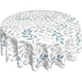 thumbnail image 2 of Teal Leaf Round Tablecloth 60 Inch Farmhouse Rustic Tablecloth Spring Summer Table Cloth, Leaves Outdoor and Indoor Table Cover for Home Party Kitchen Dinning Picnic, 2 of 7