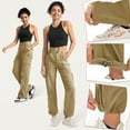 thumbnail image 6 of Aloohaidyvio Casual Cargo Pants for Women High Waisted Straight Leg Pants with Multi Pockets, 6 of 7