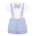 thumbnail image 1 of Traje Formal para bebé niño, mono con pajarita para caballero, pantalones cortos, traje de esmoquin para boda, pastel, lavado, vestido azul claro, 90cm TUNC Sencillez, 1 of 5