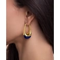thumbnail image 4 of SNGIA 18K Gold Plated Oval Dangle Hoop Earrings with Navy Resin Accent for Women, 4 of 6