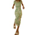 thumbnail image 3 of SAYOO , vestido ajustado largo estampado de verano para mujer, manga corta, estampado elegante, cuello redondo, fiesta, playa, vacaciones, ropa de calle SAYOO casual, 3 of 9