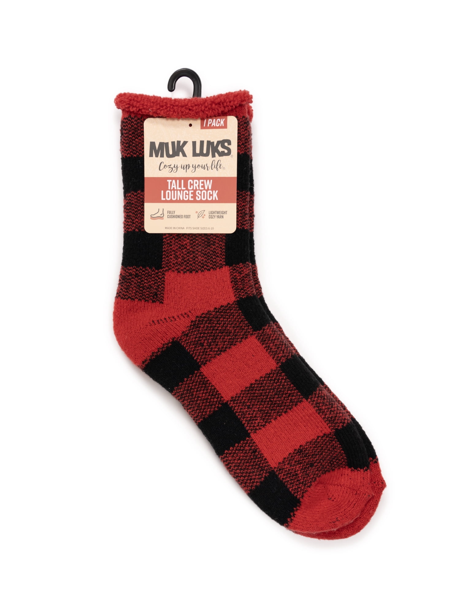 MUK LUKS Women's Tall Crew Lounge Sock, 1-Pack, OSFM