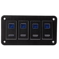 thumbnail image 3 of On Off Toggle Switch Panel, 5 Pins Easy Installation DC12V-24V 4 Gang Rocker Switch Panel Aluminum Alloy  For UTV, 3 of 8