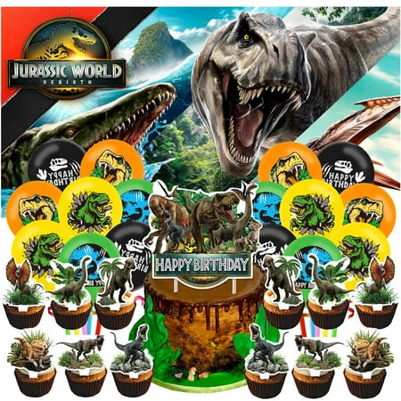 Jurassic World Rebirth Party Supplies Latex Balloons Decor Banner Backdrop Kit Birthday Decorations