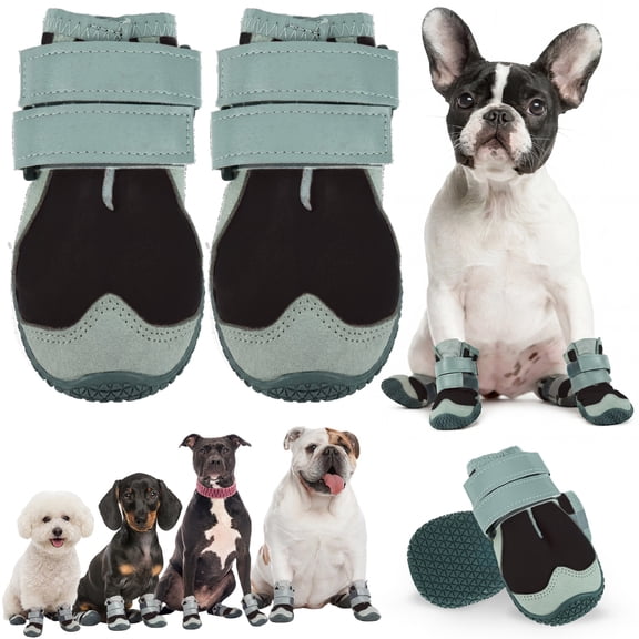 ROZKITCH Dog Shoes for Small Dogs,Anti-Slip Dog Boots & Paw Protectors for Hardwood Floors,Reflective Dog Booties for Hot Pavement Winter Snow Hiking,Black,4PCS,Size 1
