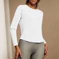 thumbnail image 5 of Women Solid High‑Stretch Yoga Top, Breathable Long Sleeve Workout Shirt with Mesh Back, Slim Fit Sports Pullover for Running Gym Training White M(M), 5 of 9