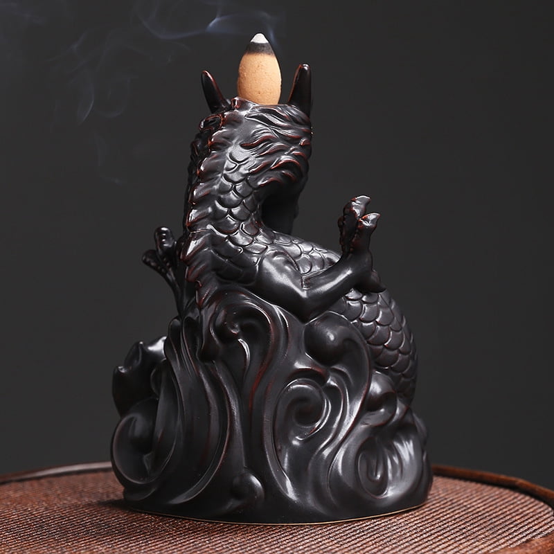 Dragon Incense Burner Ceramic Dragon Backflow Censer Incense Stick Holder Waterfall Burner for Tea Room Cafes Hotel Home Decoration