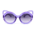 thumbnail image 2 of Child Kids Size Girls Kitty Cat Ear Round Plastic Sunglasses Purple - Smoke, 2 of 4