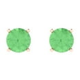 thumbnail image 3 of 2 ct Push-Back Stud Earrings for Women | 6.5mm Round Cut Simulated Green Diamond | 18K Rose Gold, 3 of 5