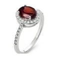 thumbnail image 2 of Sterling Silver Rhodium Plated Oval Garnet And White Topaz Halo Ring, 2 of 2
