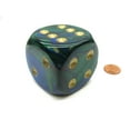 thumbnail image 2 of chessex gemini 50mm huge large d6 dice, 1 piece - blue-green with gold pips #dg5036, 2 of 3