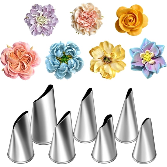 7 Pieces/Set Stainless Steel Cake Decorating Tips Set Cream Icing Piping Fondant Rose Nozzle Pastry Tools