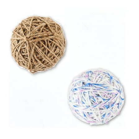 Vibrant Life Interactive Cat Toy Yarn Balls with Bell and Rattling Sound, Multi-Colored Balls, 2 Pk