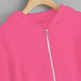 thumbnail image 6 of Ecqkame Girls Crop Sweatshirts Casual Solid Color Short Style Jackets Hooded Long Sleeved Sweatshirt with Pockets for Teens Hot Pink 120, 6 of 7