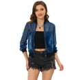 thumbnail image 1 of Chaqueta bomber de malla transparente Allegra K Azul oscuro M, 1 of 5