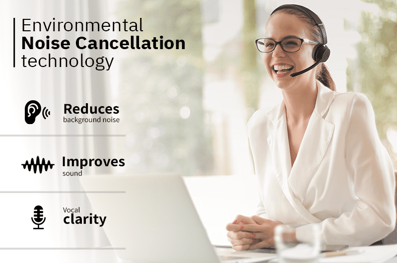 CODi CLARO Bluetooth + Wireless Stereo Headset with AI-Powered ENC Microphone | Noise Cancelling for Office & Call Center