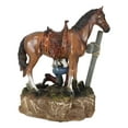 thumbnail image 4 of Rustic Western Cowboy By Brown Horse Praying At The Foot Of The Cross Figurine, 4 of 10
