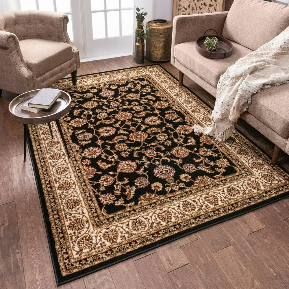 Well Woven Barclay Sarouk Traditional Oriental Black 6'7" x 9'6" Area