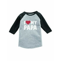 I Love Heart My Papa Father's Day Gift 3/4 Sleeve Baseball Jersey Toddler Shirt 3T Dark Gray