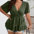 thumbnail image 2 of WRKEKC Plus Size Summer Tops for Women Casual Short Sleeve T-Shirts Short Sleeve V-Neck Tops for Summer Daily Activities, 2 of 6