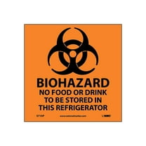 National Marker Biohazard No Food Or Drink . . .(Graphic); 4X4 Adhesive Vinyl Labels sold in 5/Pk