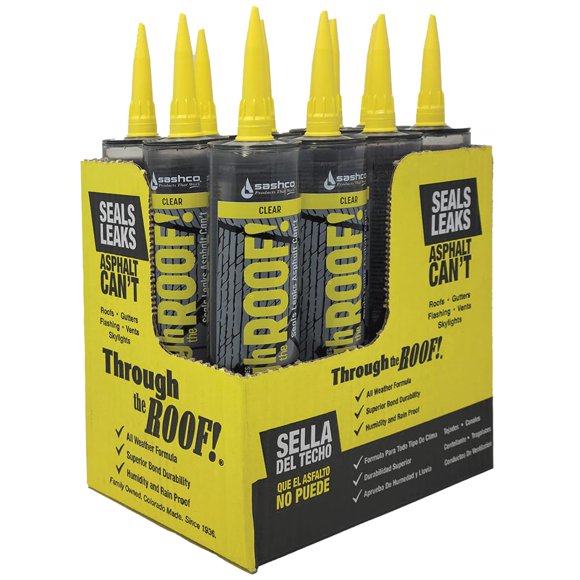Sellador Sashco Through The Roof transparente 10,5 oz paquete de 12