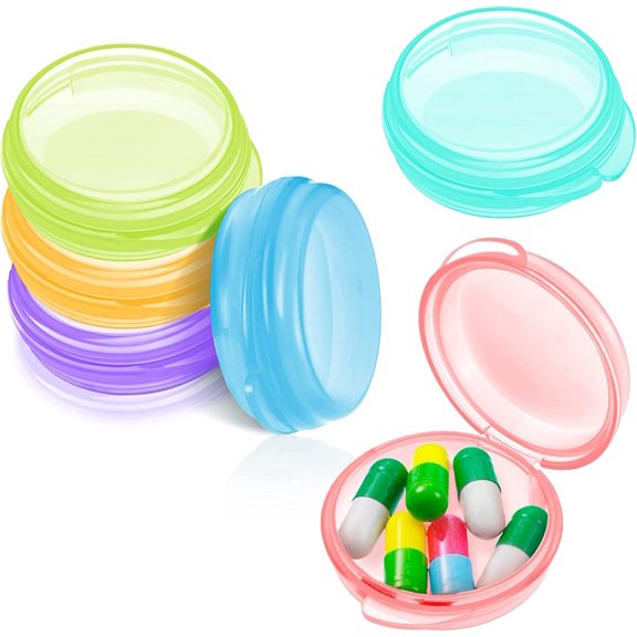 6 Packs Small Pill Organizer Box, Travel Pill Container Portable Daily Mini Medicine Case Holder for Pocket Purse Briefcase Travel Medicine Cod Liver Oil Storage Box(Fresh Color)
