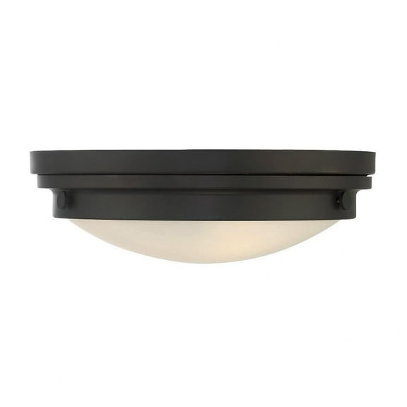 2 Light Flush Mount-Transitional Style with Contemporary and Industrial Inspirations-4.75 inches Tall By 13.25 inches Wide-English Bronze Finish
