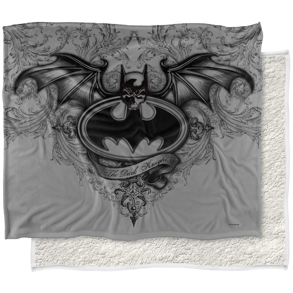 Batman Blanket, 50"x60", Winged Logo Silky Touch Sherpa Back Super Soft