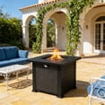 thumbnail image 2 of 28" Black Square Propane Fire Pit Table - 50000 BTU Quick-Assembly Dual-Function with Hidden Tank for Patio, 2 of 12