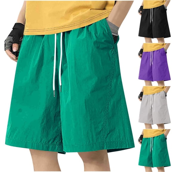 Bxsruta Men's Summer Loose Fit Straight Leg Casual Shorts with Elastic Waistband and Breathable Fabric for Outdoor Activities
